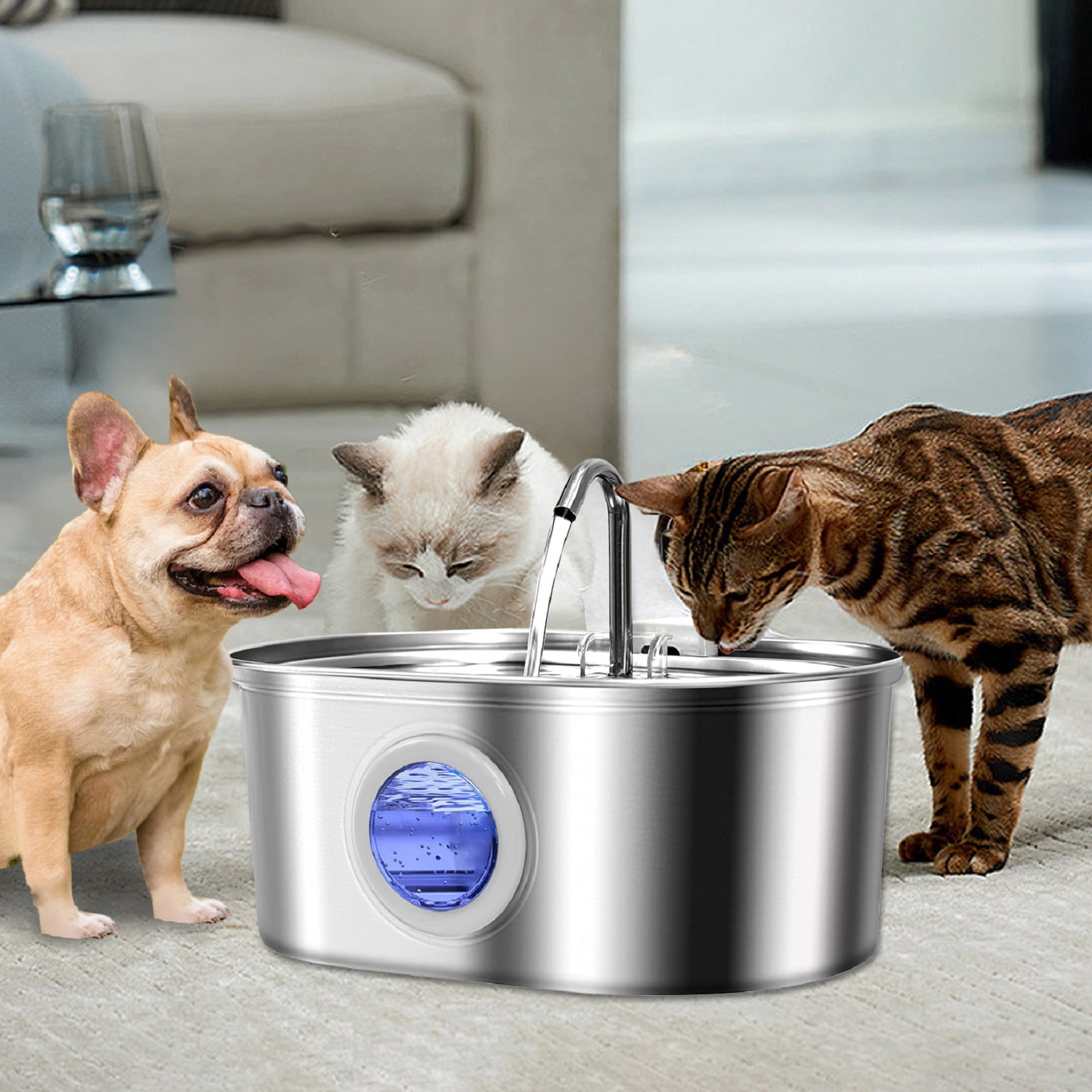 PayUSD Cat Water Fountain Automatic Pet Fountain Stainless Steel 3.2L