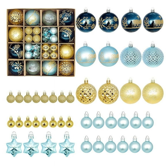 PayUSD Christmas Balls Ornaments for Christmas Decorations 44 pcs Xmas Christmas Tree Shatterproof Ornaments Set for Holiday Wedding Party Decoration (1.18"-2.36", Gold, Blue)
