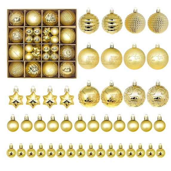 PayUSD Christmas Balls Ornaments for Christmas Decorations 44 pcs Xmas Christmas Tree Shatterproof Ornaments Set for Holiday Wedding Party Decoration (1.18"-2.36", Gold)