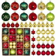 PayUSD Christmas Balls Ornaments for Christmas Decorations 44 pcs Xmas Christmas Tree Shatterproof Ornaments Set for Holiday Wedding Party Decoration (1.18"-2.36", Gold, Red, Green)
