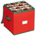 thumbnail image 1 of PayUSD Christmas Ornament Storage Box with Dual Zipper Closure Box Contributes Slots for 64 Holiday Ornaments 3-Inch, Xmas Decorations Accessories, Red, 1 of 8