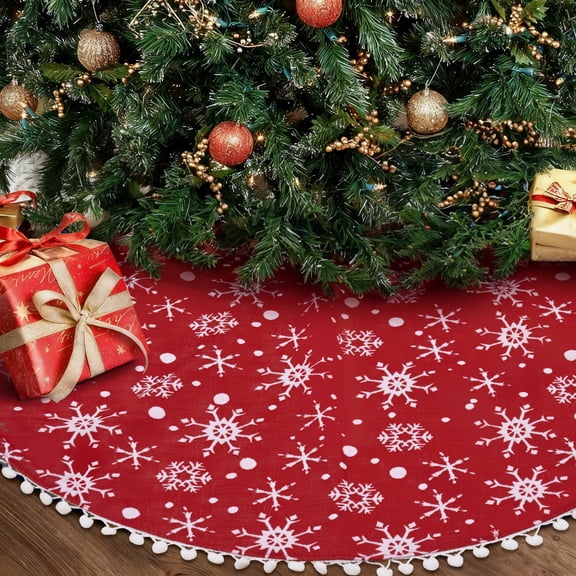 PayUSD Christmas Tree Skirt Red Skirts 30 inch Christmas Decorations  Xmas Tree Skirt Mat for Indoor Outdoor Christmas Holiday Party Decor