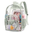 thumbnail image 1 of PayUSD Clear Backpack Heavy Duty Stadium Approved Waterproof PVC Transparent Book Bag with Reinforced Strap for School Work Travel Festival, Gray Green, 1 of 7