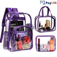 thumbnail image 1 of PayUSD Clear Backpack Set Heavy Duty Stadium Approved Waterproof PVC Transparent Book Bag with Reinforced Strap for School Work Travel Festival, Purple, 1 of 8