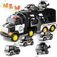thumbnail image 1 of PayUSD Construction Toddler Police Truck Car Toys for 3 4 5 6 Year Old Boys 5 in 1 Construction Car Trucks Playset with Play Mat & Accesoories, Birthday Gifts for Toddlers Kids Boys Girls Age 3-5, 1 of 11