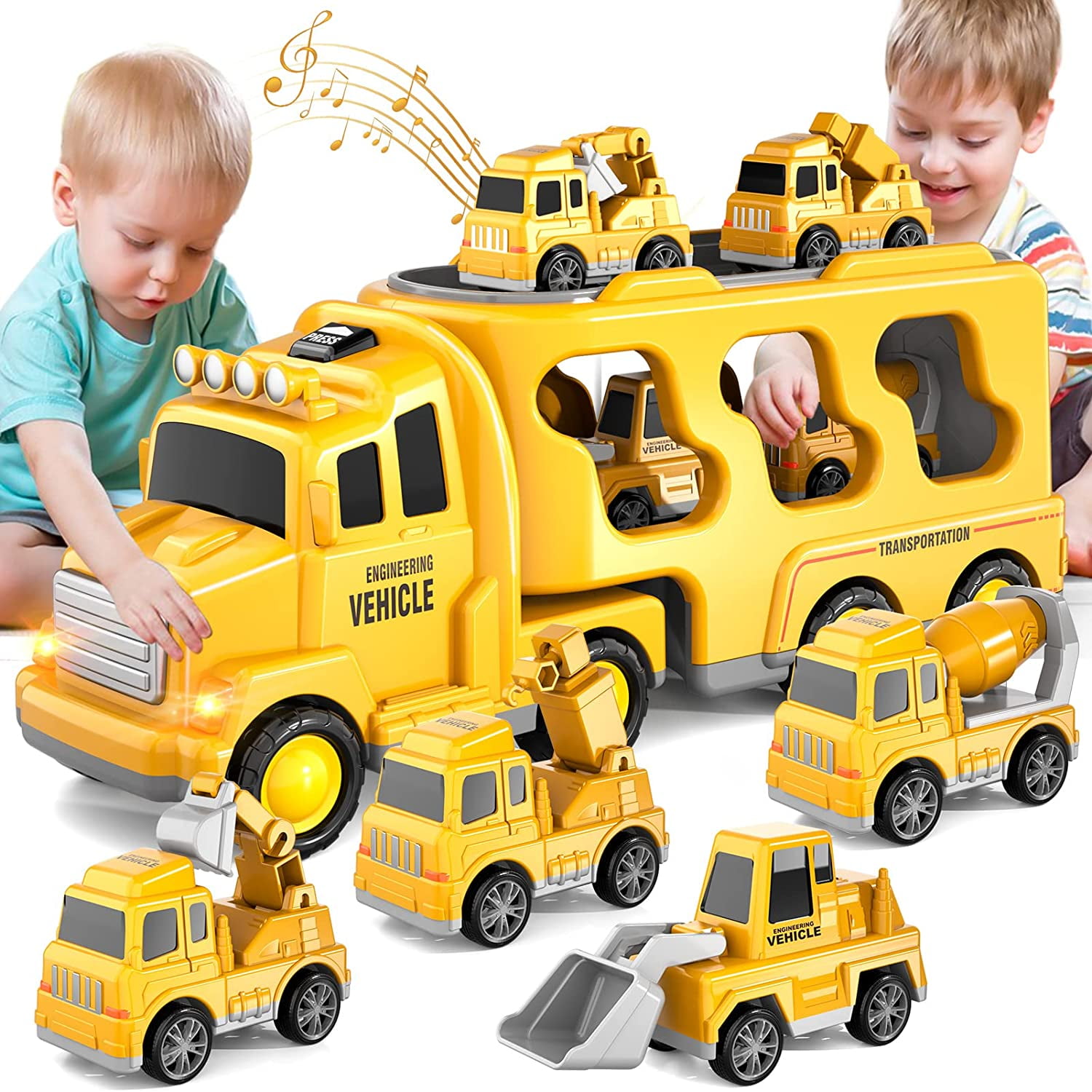 PayUSD Construction Toddler Truck Toys for 3 4 5 6 Year Old Boys 5in1