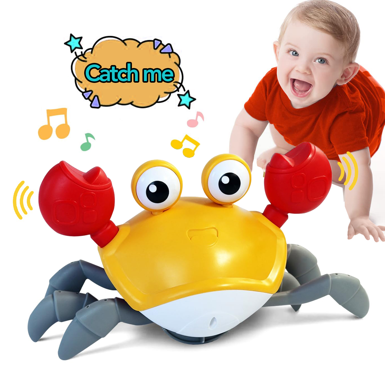 PayUSD Crawling Crab Baby Toys, Infant Tummy Time Toys with Music and
