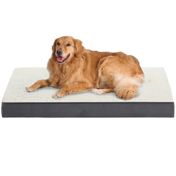 PayUSD Dog Bed for Extra Large Dogs, Big Orthopedic Dog Beds with Removable Washable Cover & Waterproof Lined, Egg Crate Foam Pet Bed Mats Suitable for Dogs Up to 100 lbs ( Grey White, 44"X32"X3")