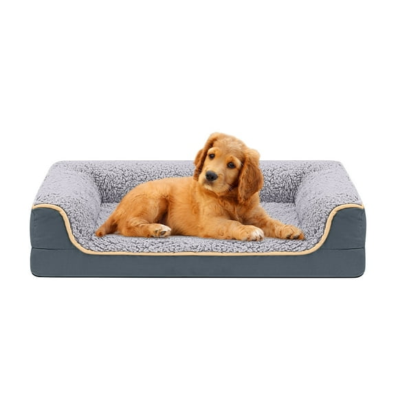 PayUSD Dog Bed for Large Medium Small Dogs Orthopedic Dog Sofa Bed Non Slip Pet Couch with Removable Washable Cover Supportive Egg Crate Foam S to XL, Dark Gray