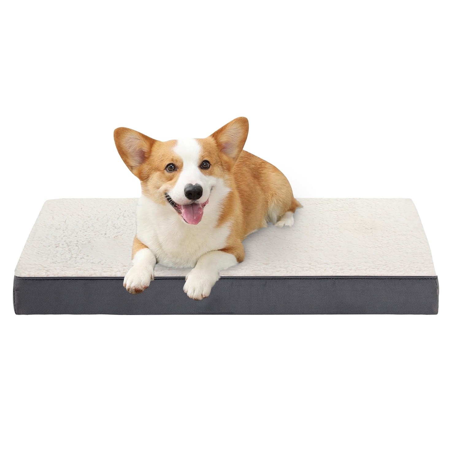 PayUSD Dog Bed for Medium Dogs, Big Orthopedic Dog Beds with Removable Washable Cover & Waterproof Lined, Egg Crate Foam Pet Bed Mats Suitable for Dogs Up to 35 lbs (Grey White, 30"X20"X3")