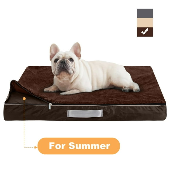 PayUSD Dog Bed for Medium Dogs Thick Orthopedic Dog Beds with Removable Double Layer Waterproof Cover Washable Pet Bed Mat Egg-Crate Foam, M(30''X20''X4''), Brown