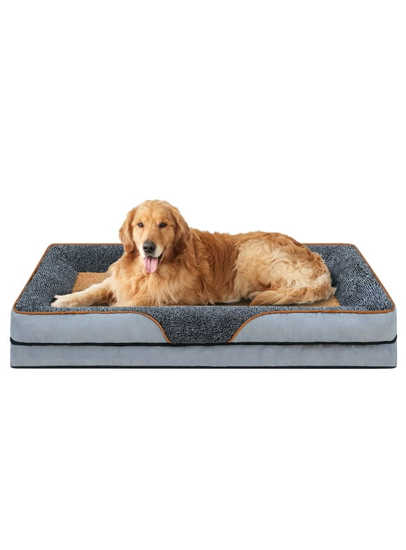 PayUSD Dog Beds for Large Dogs Orthopedic Dog Bed Sofa Large Medium Small, Supportive Egg Crate Foam Pet Couch Bed with Removable Washable Cover Non Skid Bottom S to XL, Grey