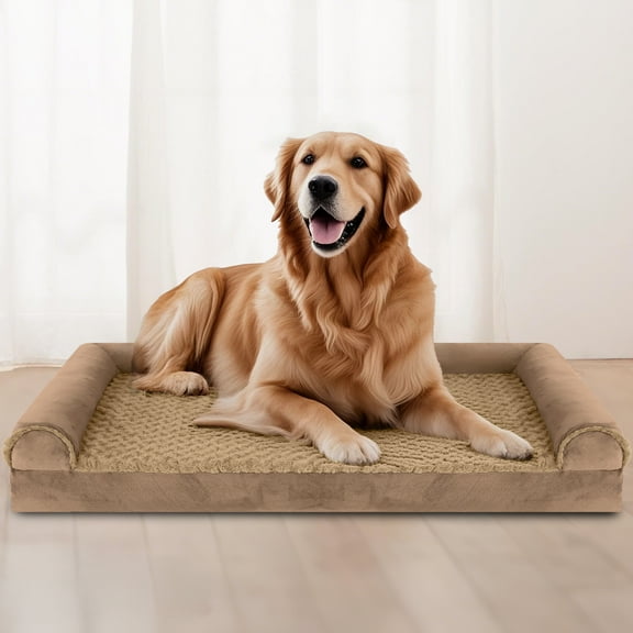 PayUSD Dog Beds for Large Dogs Waterproof Orthopedic Large Dog Bed with Sides Non-Slip Bottom and Egg-Crate Foam Large Dog Pet Couch Sofa with Washable Removable Cover