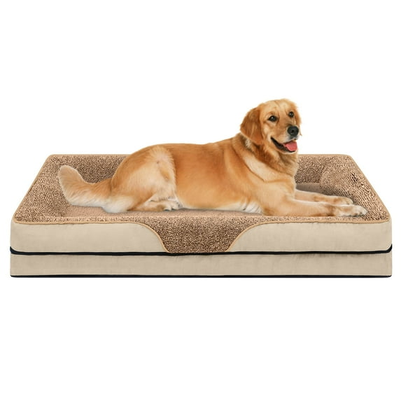PayUSD Dog Beds for Large Medium Small Dogs Orthopedic Pet Bed Sofa Supportive Egg Crate Foam Animal Couch with Removable Washable Cover Non Skid Bottom S to XL