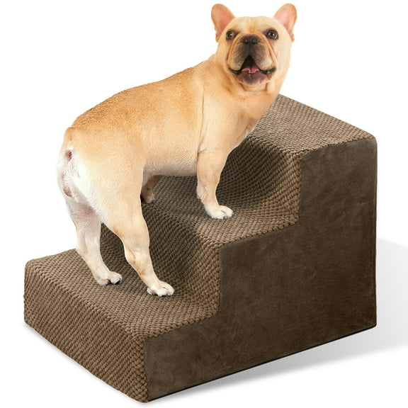PayUSD Dog Stairs for Bed Couches 13.5”H 4-Step Dog Steps for High Bed Car Pet Steps for Small Dogs Cats Doggy Non-Slip Indoor Ramp, Brown