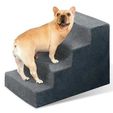 PayUSD Dog Stairs for Bed Couches 17.5”H 4-Step Dog Steps for High Bed Car Pet Steps for Small Dogs Cats Doggy Non-Slip Indoor Ramp, Gray