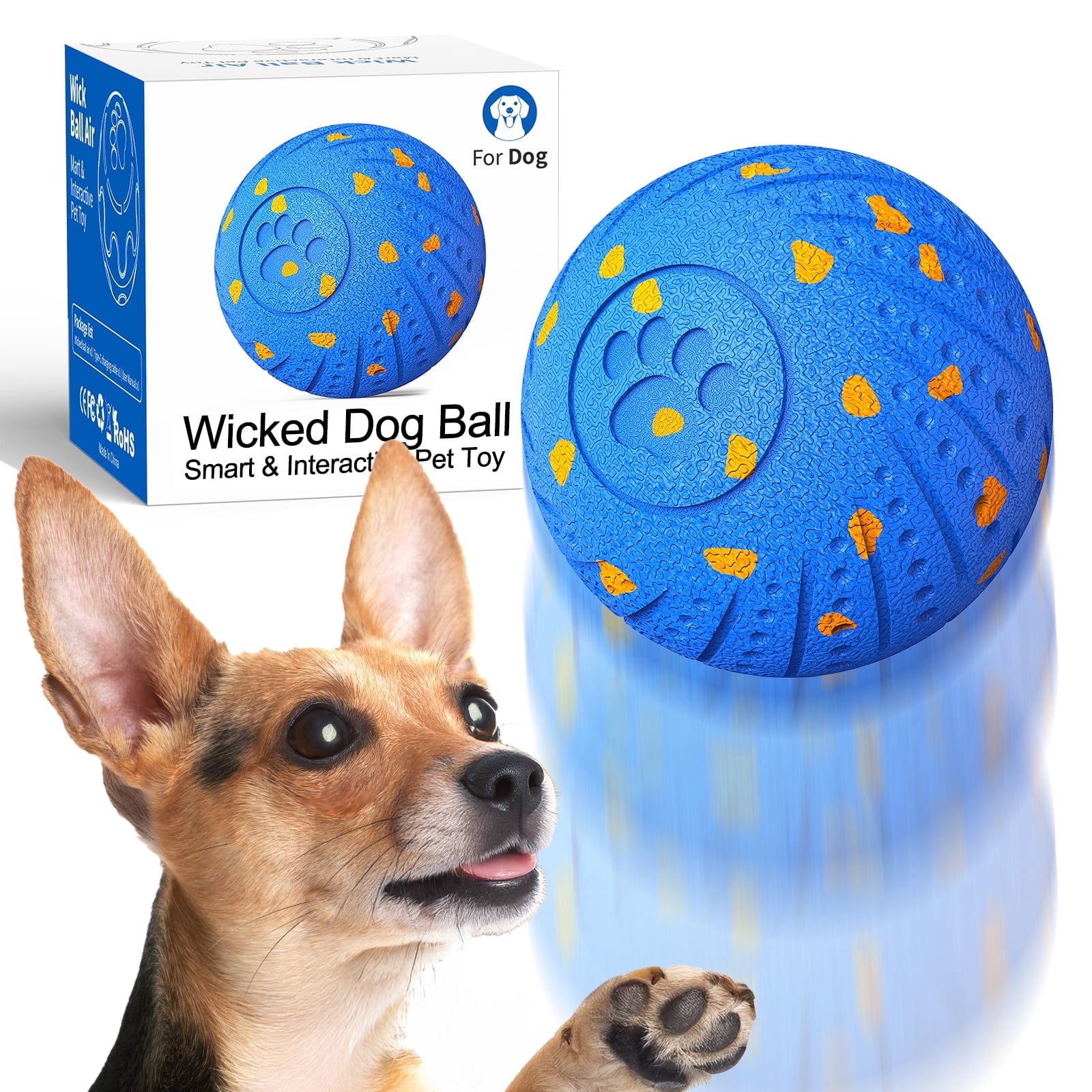 Inadays Dog Toys Interactive Dog Ball Toys For Large Dogs Automatic Ball for Dogs Chew Resistant Rechargeable E-TPU Silent Foam IPX54 Waterproof Dog Toys for Medium/Large Dogs, Blue