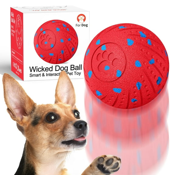 Inadays Dog Toys Interactive Dog Ball Toys For Large Dogs Automatic Ball for Dogs Chew Resistant Rechargeable E-TPU Silent Foam IPX54 Waterproof Dog Toys for Medium/Large Dogs, Red