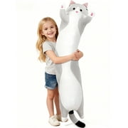SANMADROLA Giant Long Cat Plush Body Pillow 44” Cute Cat Large Stuffed Animals Soft Plushies Kitten Plush Throw Pillow Doll Toy Gift for Girlfriend