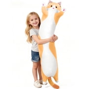 SANMADROLA Giant Long Cat Plush Body Pillow 44  Cute Cat Large Stuffed Animals Soft Plushies Kitten Plush Throw Pillow Doll Toy Gift for Girlfriend