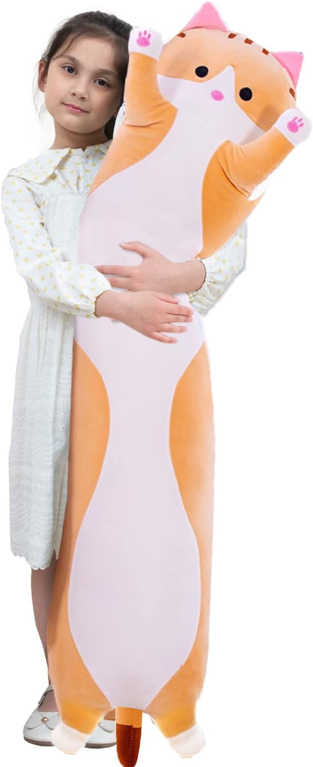 PayUSD Kids Cuddle Size 44'' Long Cat Plush Body Pillow, Stuffed Kitten Toy Gift for Sleeping