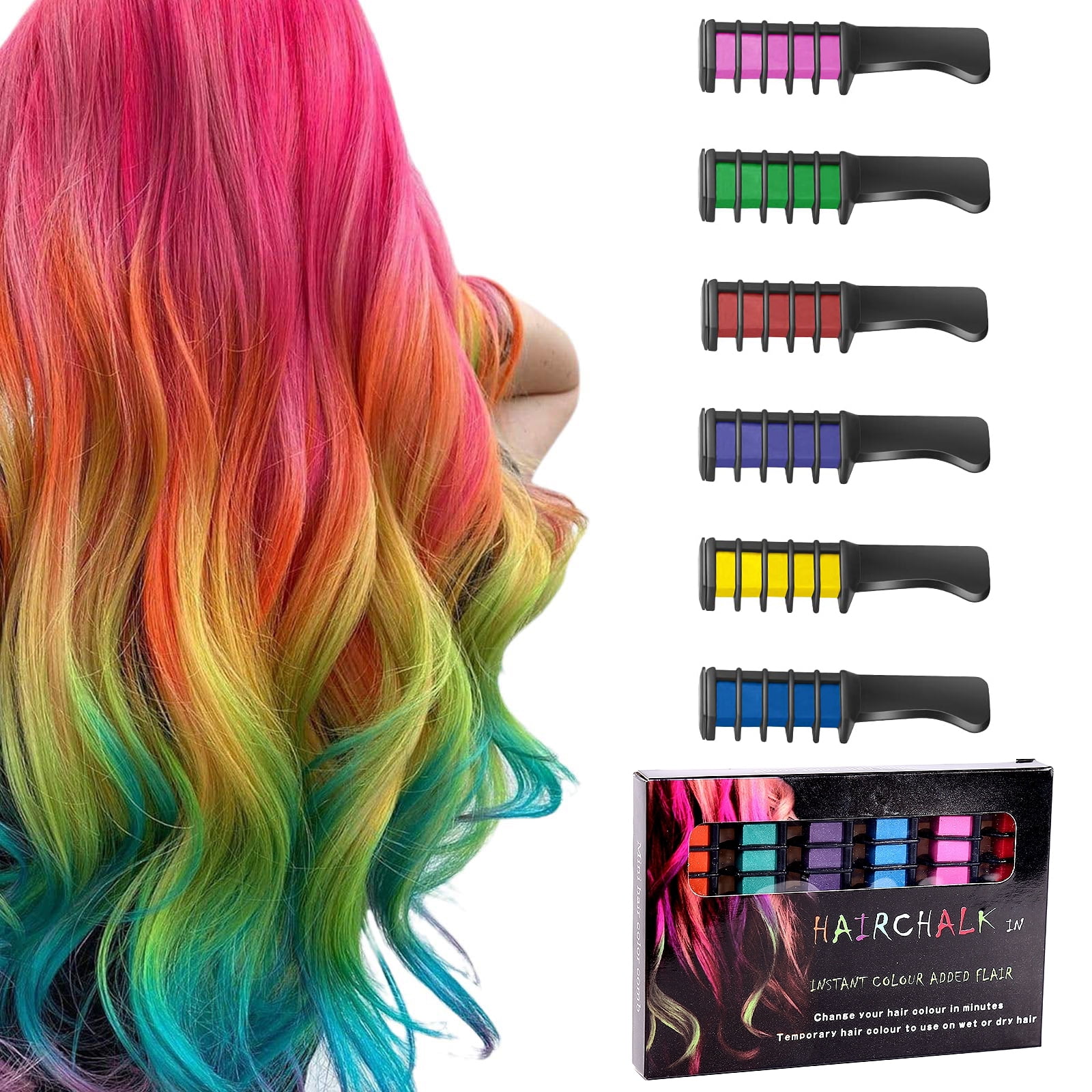 Inadays Hair Chalk Comb Temporary Bright Hair Color Dye for Girls Kids,  Washable Hair Chalk for Kids-Girls Toys Birthday Christmas Gifts for 6 7 8  9 10 11 12 Year Old Girl （12 Colors) 