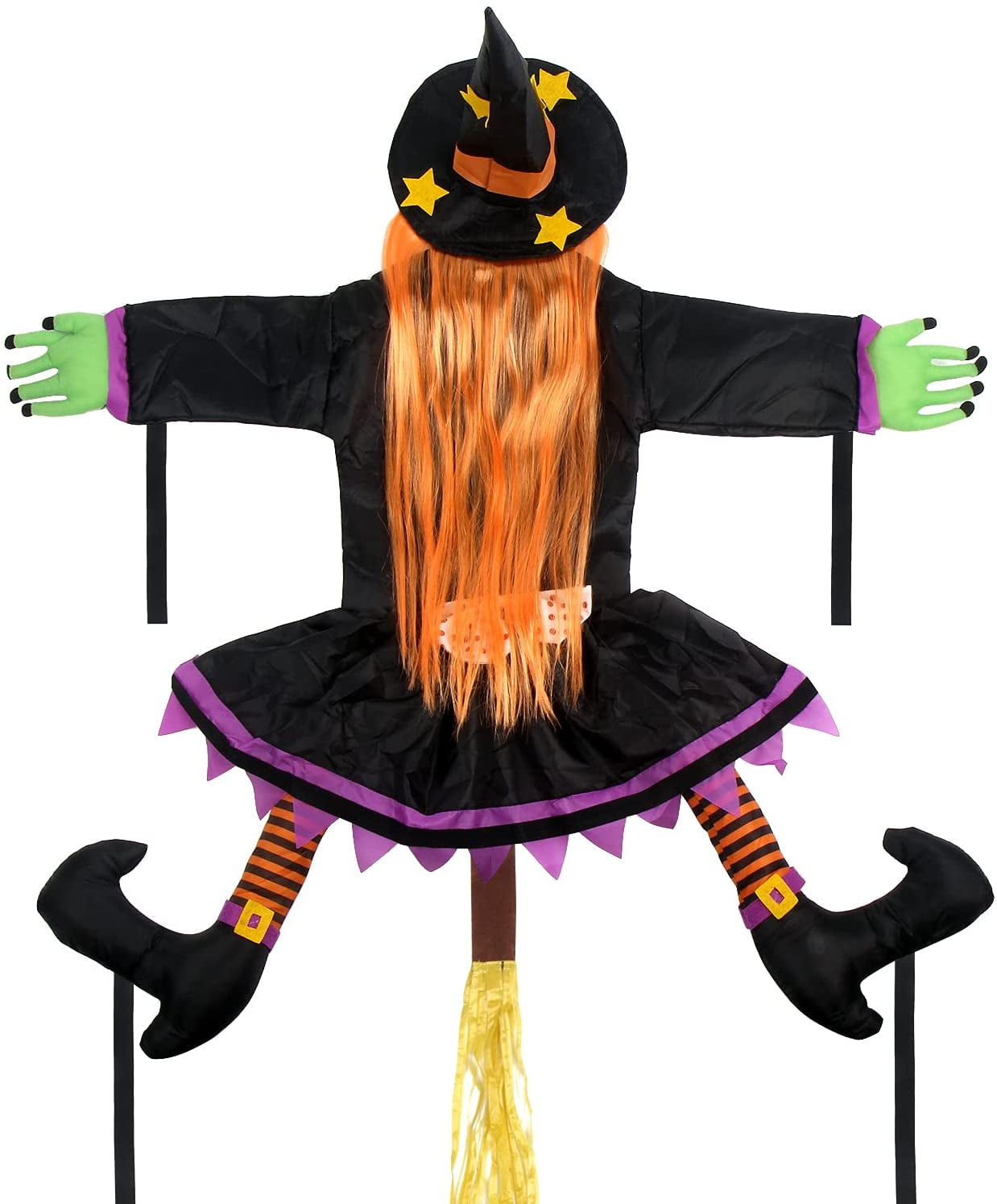 PayUSD Halloween Decoration Outdoor Witches Crashing Into Tree Outdoor
