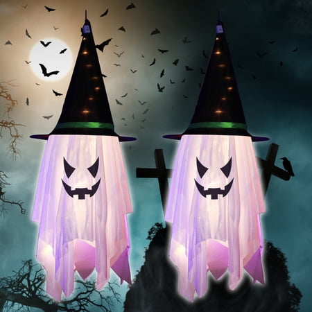 PayUSD Halloween Decorations 2 Packs Outdoor Decor Ghost Wizard Hat Halloween Decor Hanging Lighted Glowing Ghost Indoor Outside Ornaments Party Lights for Yard Tree Garden price history and forecast - PayUSD