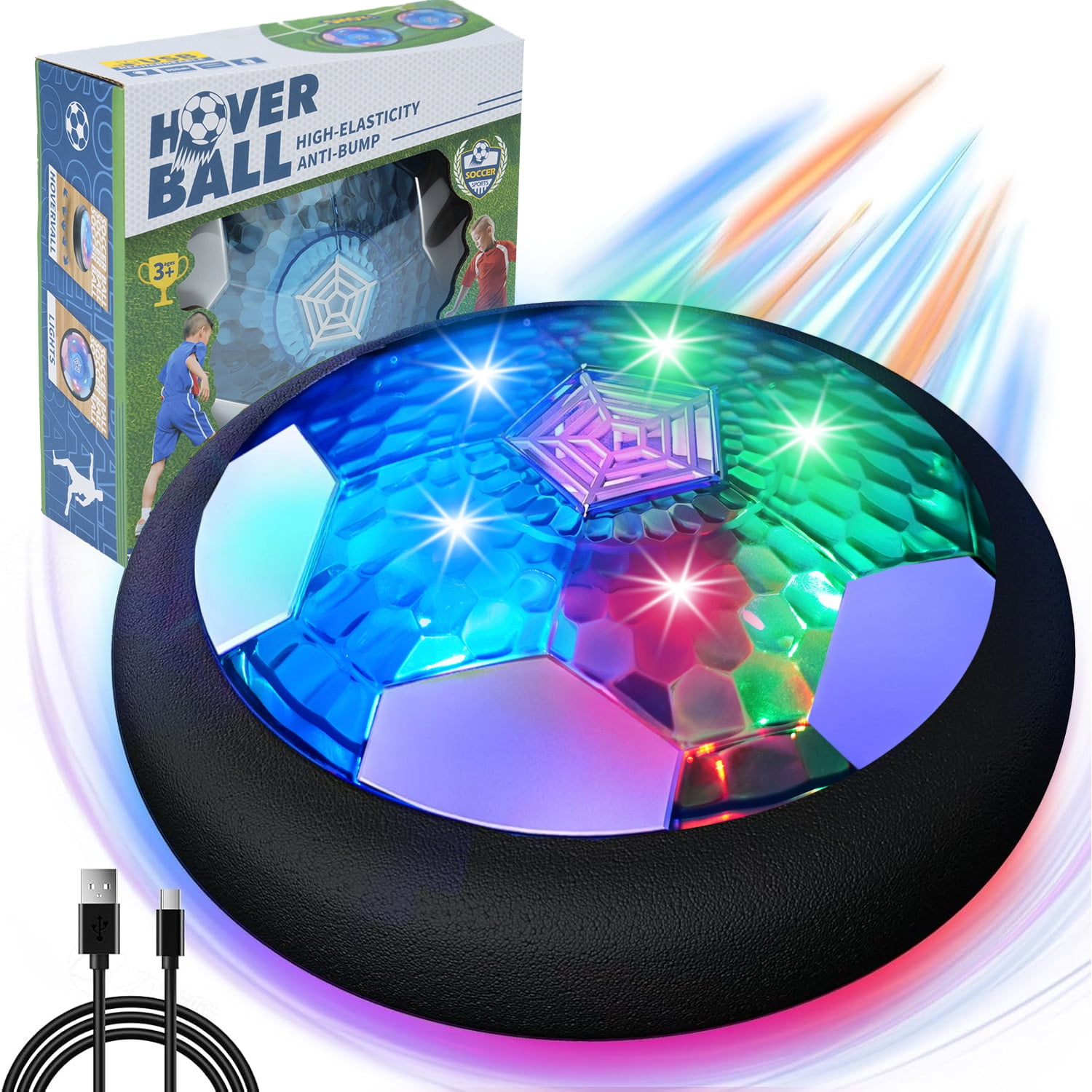 PayUSD Rechargeable Hover Soccer Ball for Kids Boy Birthday Gifts Training Ball Playing Football Indoor Outdoor Game LED Air Power Floating Soccer Ball Boy Toys for Kids Age 3-12