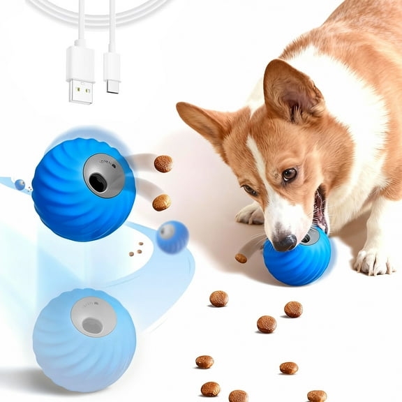 Risehigh Interactive Dog Toys Ball, 2 in 1 Dispensing Dog Puzzle Toy Puppy Enrichment Toys Food Dispenser Slow Feeder Pet Automatic Rolling Chase Toys to Keep Small Medium Large Dogs Cats Busy