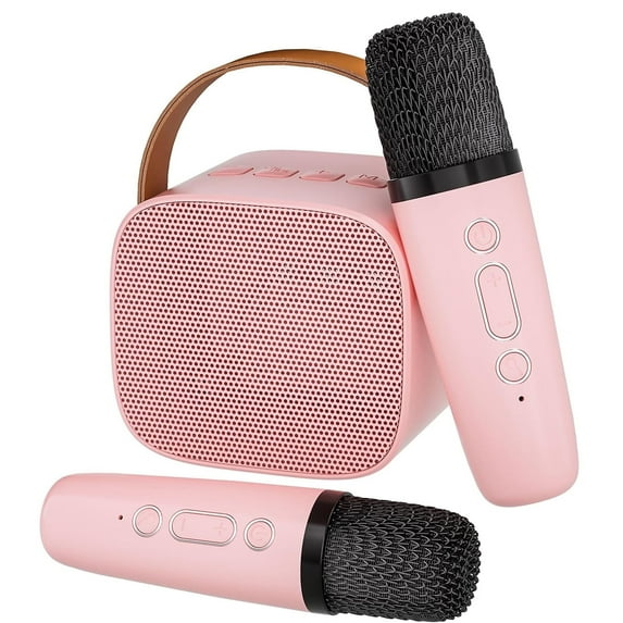PayUSD Karaoke Machine, Portable Bluetooth Speaker with 2 Wireless Microphone for Adults, Karaoke Toys Gifts for Girls Ages 4, 5, 6, 7, 8, 9, 10, 12 +Year Old Birthday Party Pink