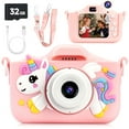 thumbnail image 1 of PayUSD Kids Camera Selfie Video Unicorn Christmas Birthday Gifts 1080P HD Digital for Boys Girls Age 3-12 Gifts Toys for 3 4 5 6 7 8 9 Years Old with 32GB SD Card Pink, 1 of 6