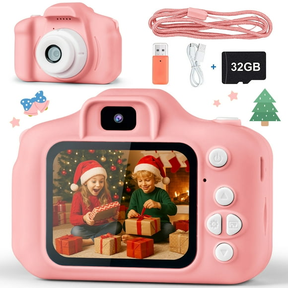 PayUSD Kids Camera for Girls Boys 32GB 1080HD Selfie Digital Cameras Video Toddler Toys Christmas Birthday Gift Age 3-10, Pink