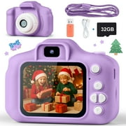 PayUSD Kids Camera for Girls Boys 32GB 1080HD Selfie Digital Cameras Video Toddler Toys Christmas Birthday Gift Age 3-10, Purple