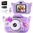 thumbnail image 1 of PayUSD Kids Camera for Girls Boys 64GB 1080HD Selfie Digital Cameras Portable Toddler Unicorn Toys Christmas Birthday Gift Age 3-10, Purple, 1 of 8