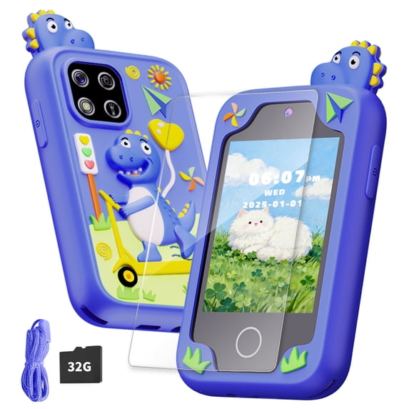 PayUSD Kids Smart Phone for Girls Boys 32GB Cell Phones Kids Toys Camera Touchscreen HD Dual Phones Christmas Birthday Gift Toddler Learning Education Toy