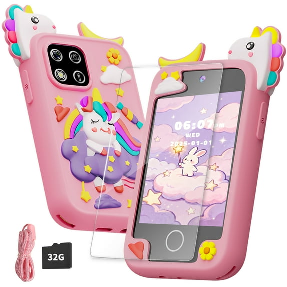 PayUSD Kids Smart Phone for Girls Boys 32GB Cell Phones Kids Toys Camera Touchscreen HD Dual Phones Christmas Birthday Gift Toddler Learning Education Toy