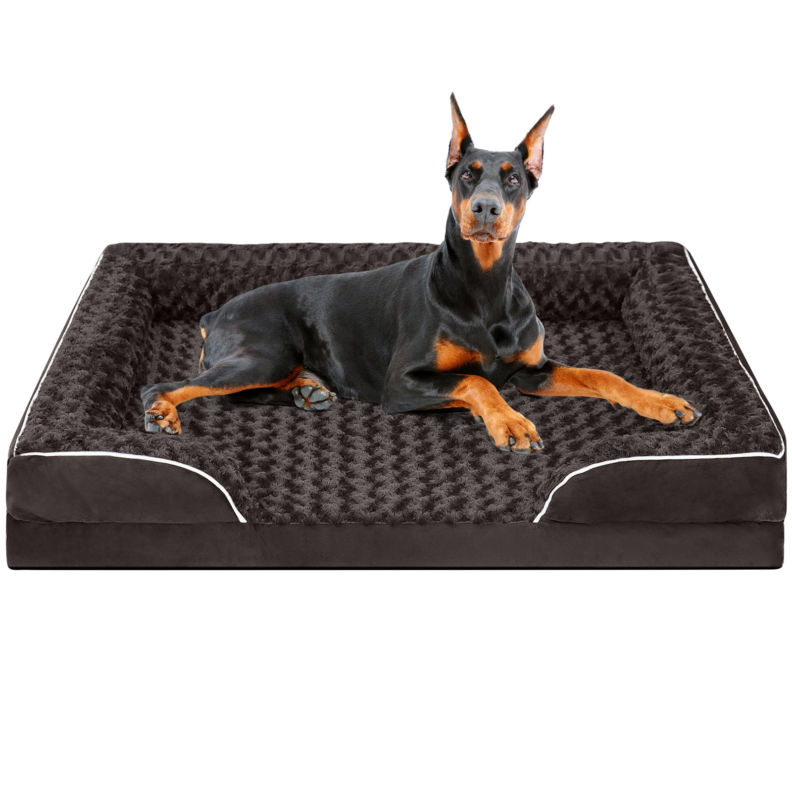 PayUSD Large Dog Bed for Extra Large Dogs Waterproof Orthopedic Dog Sofa Bed Non Slip Pet Couch with Removable Washable Cover Supportive Foam M to XXL, Brown