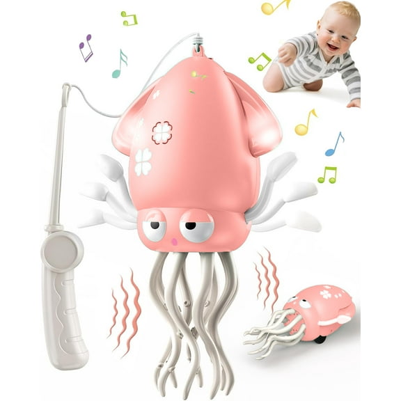 PayUSD Dancing Baby Toy Crawling Tummy Time Toy Magic Dancing Music LED Crawling Toys for Kids 3+ 4 5 6 7 8 Year Old Kids Boy Girl Birthday Gifts for Christmas Interactive Relax USB-C Pink