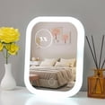 thumbnail image 1 of PayUSD Vanity Mirror with Light Travel Makeup Mirror 5X Magnifying Touch Screen Control Rechargeable Lightweight Desk Tabletop LED Folding Cosmetic Handheld Mirror 5.7''x7.3'' Small White, 1 of 5