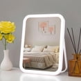 thumbnail image 1 of PayUSD Travel Makeup Mirror with Led Lights Vanity Mirror Touch Screen Control Rechargeable Lightweight Desk Tabletop LED Folding Cosmetic Handheld Mirror 6.1''x8.7'' Large White, 1 of 5