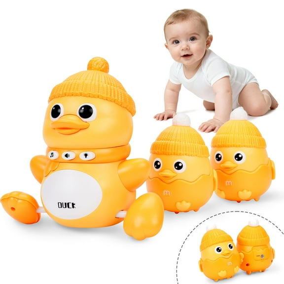 PayUSD Musical Dancing Toy Set with Mama and Babys Tummy Time Toys, Crawling and Interaction Modes 1 Year Old Girl Boy Baby Xmas Easter Gifts