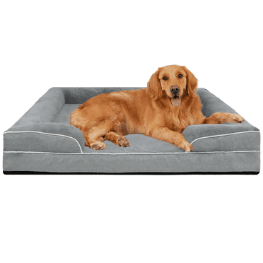 PayUSD Orthopedic Dog Bed for Extra Large Dogs Waterproof Memory Foam Dog Sofa Beds with Sides Non-Slip Bottom and Egg-Crate Foam Dog Bed with Removable Washable Cover,Light Grey(44"L x32"W x 6.5"Th)