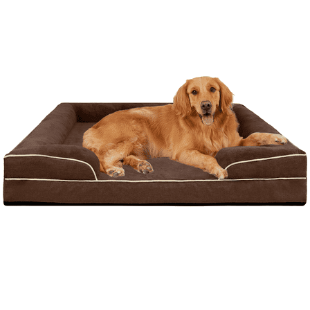PayUSD Orthopedic Dog Bed for Extra Large Dogs Waterproof Memory Foam Dog Sofa Beds with Sides Non-Slip Bottom and Egg-Crate Foam Dog Bed with Removable Washable Cover,Chocolate(44"Lx32"W x6.5"Th)