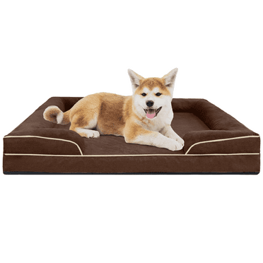 PayUSD Orthopedic Dog Bed for Large Dogs Waterproof Memory Foam Dog Sofa Beds with Sides Non-Slip Bottom and Egg-Crate Foam Dog Couch Bed with Removable Washable Cover, Chocolate (35"Lx25"Wx6.5"Th)