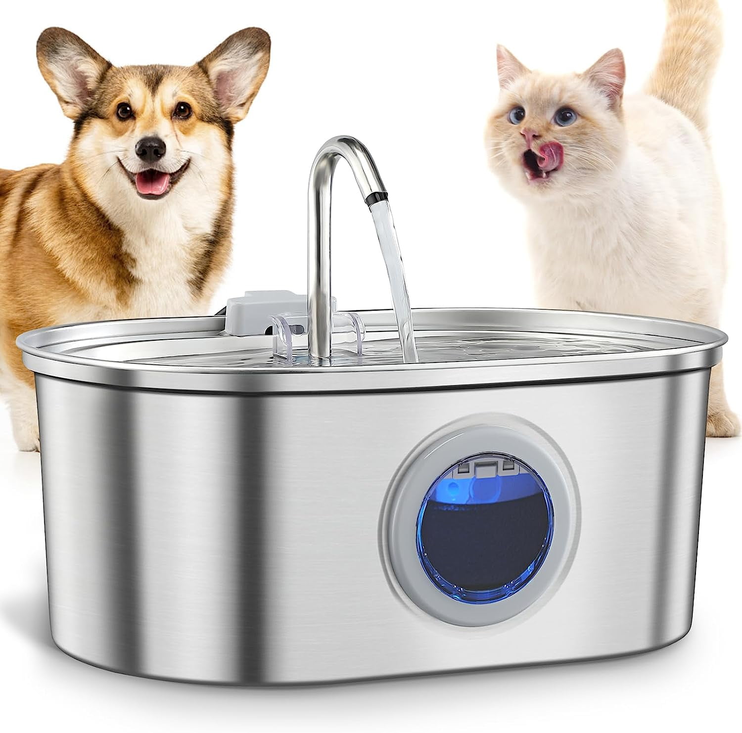 PayUSD Pet Fountain Automatic Cat Water Fountain Stainless Steel 3.2L