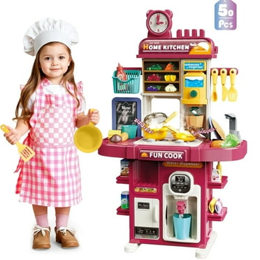 PayUSD Play Kitchen Kids Kitchen Play Set Toddler Toys 50 Pcs Accessories Set Large 30 inch
