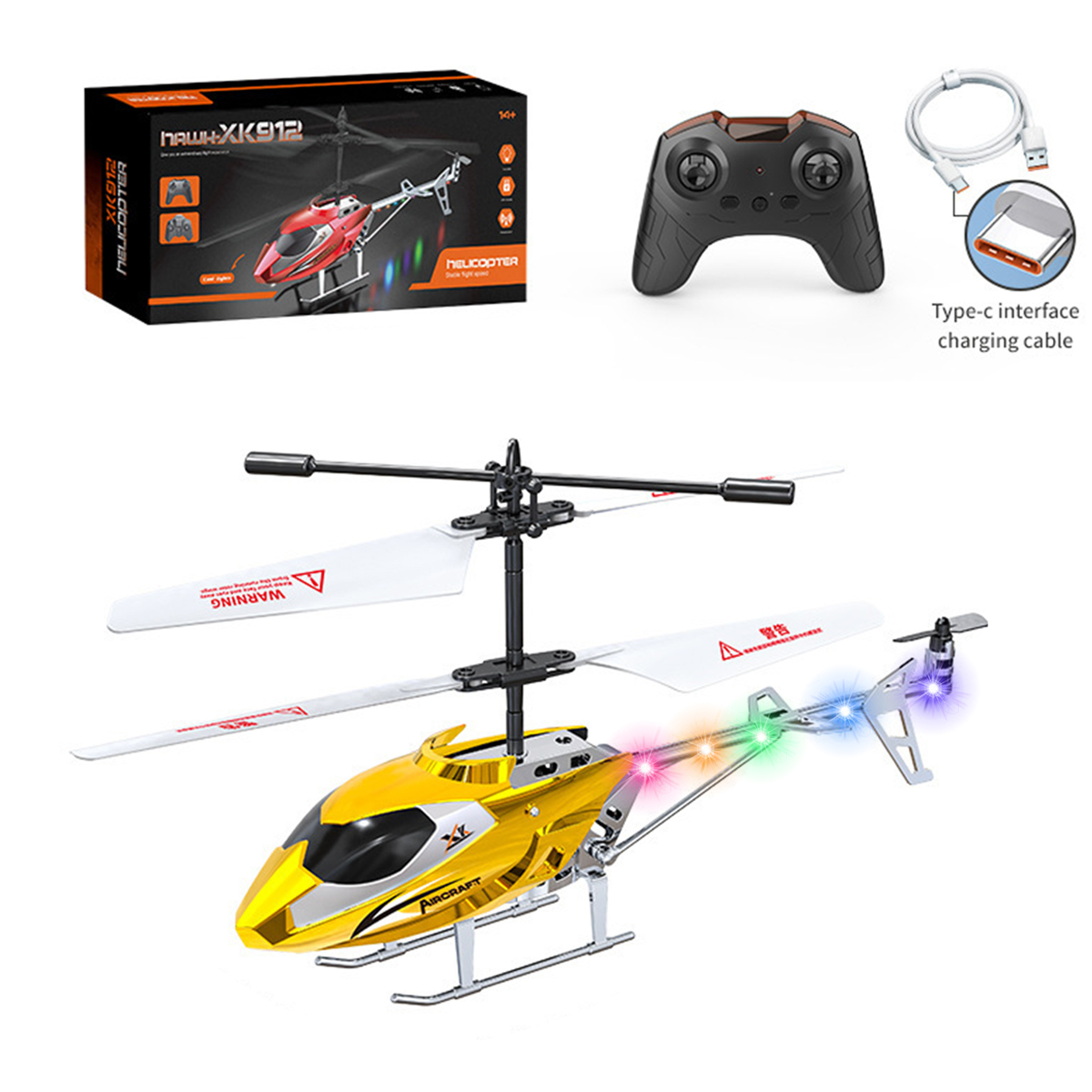 PayUSD Remote Control Helicopter Mini Gyroscope RC Helicopters LED Light for Indoor to Fly for Kids and Beginners, Yellow - image 1 of 8