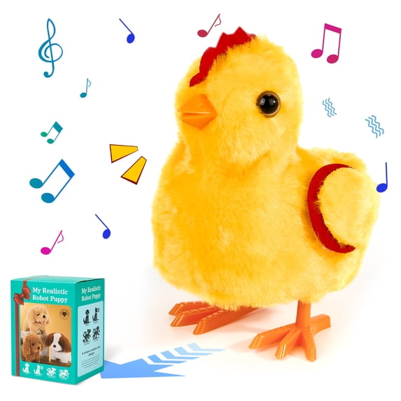 PayUSD Stuffed Plush Realistic Chick Toy Walking Lifelike Chick Pets Robot Interactive Electronic Pet Plush Toys Moving Animated Nodding Head Gifts for Toddlers 7''