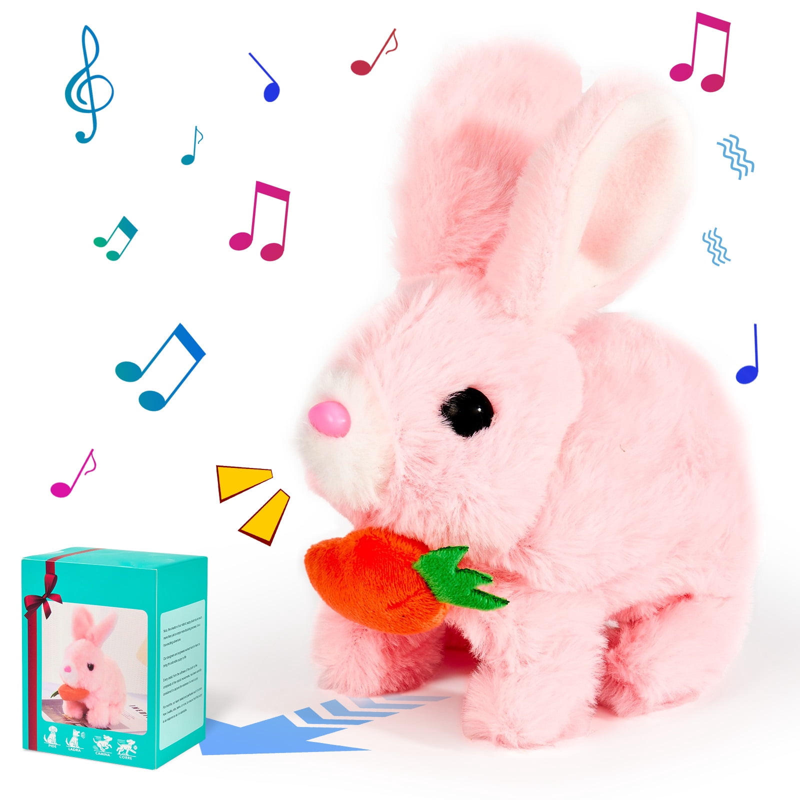 PayUSD Stuffed Plush Realistic Rabbit Toy Walking Lifelike Rabbit with ...